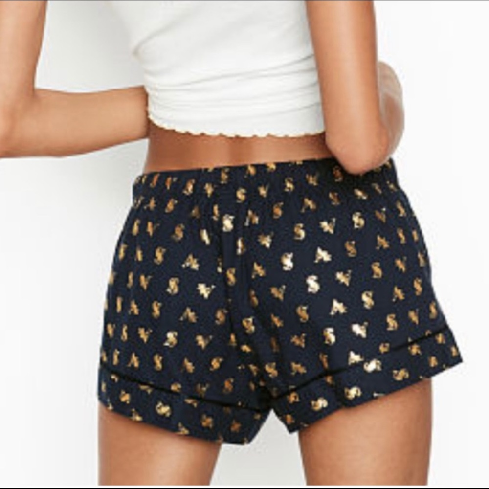 Victoria’s Secret VS golf foil logo shorts.